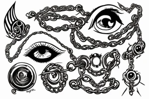 flying eye in chains tattoo idea