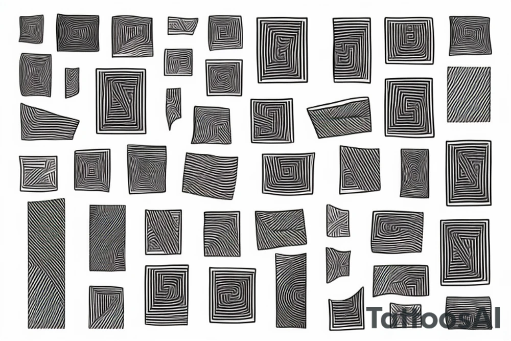 Square with random lines in jt tattoo idea