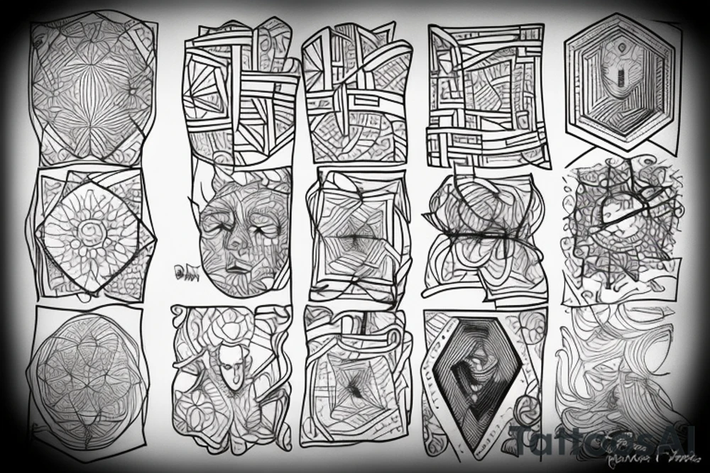 Square with random lines in jt tattoo idea