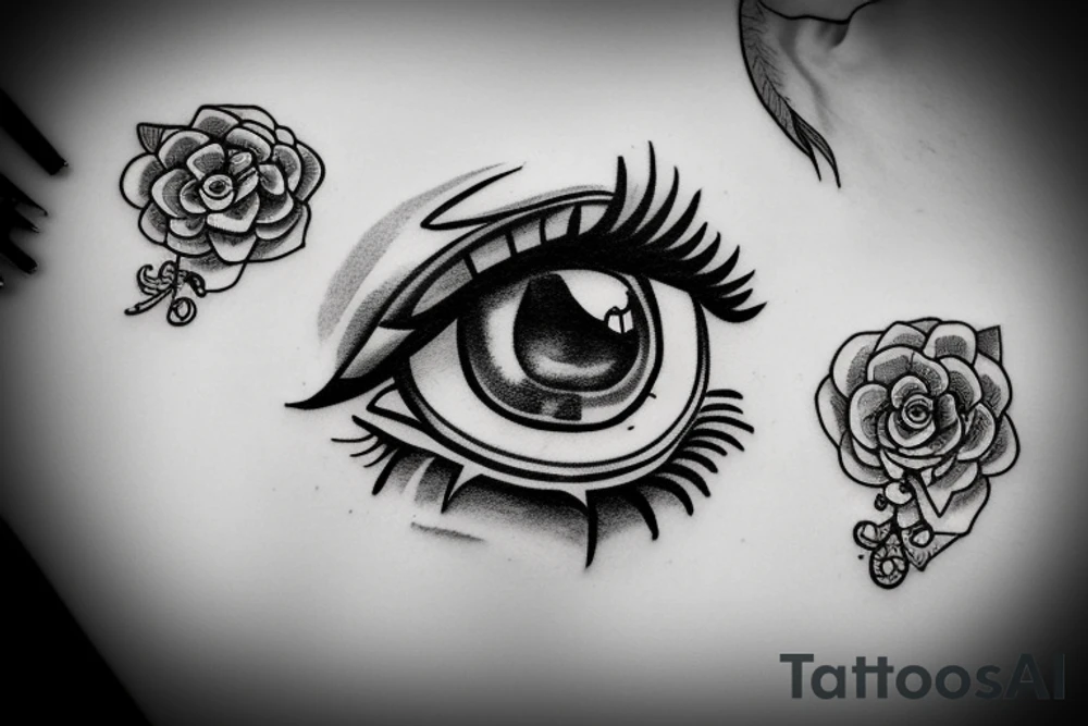 eye on throat tattoo idea