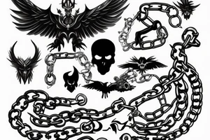 flying demon in chains tattoo idea