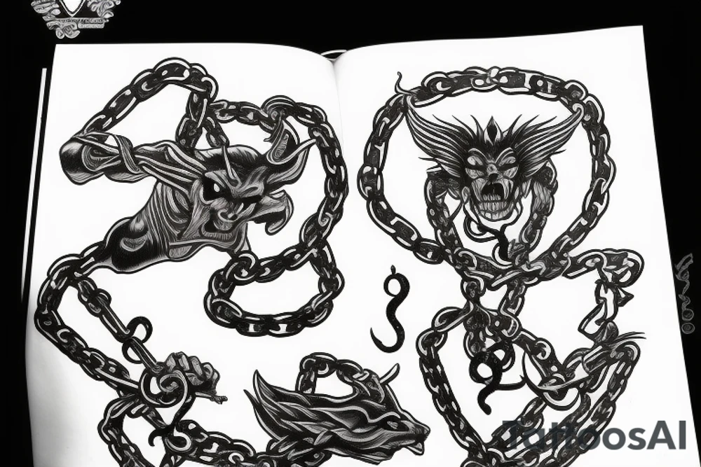 demon in chains tattoo idea