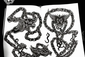 demon in chains tattoo idea