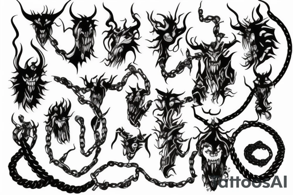 demon in chains tattoo idea