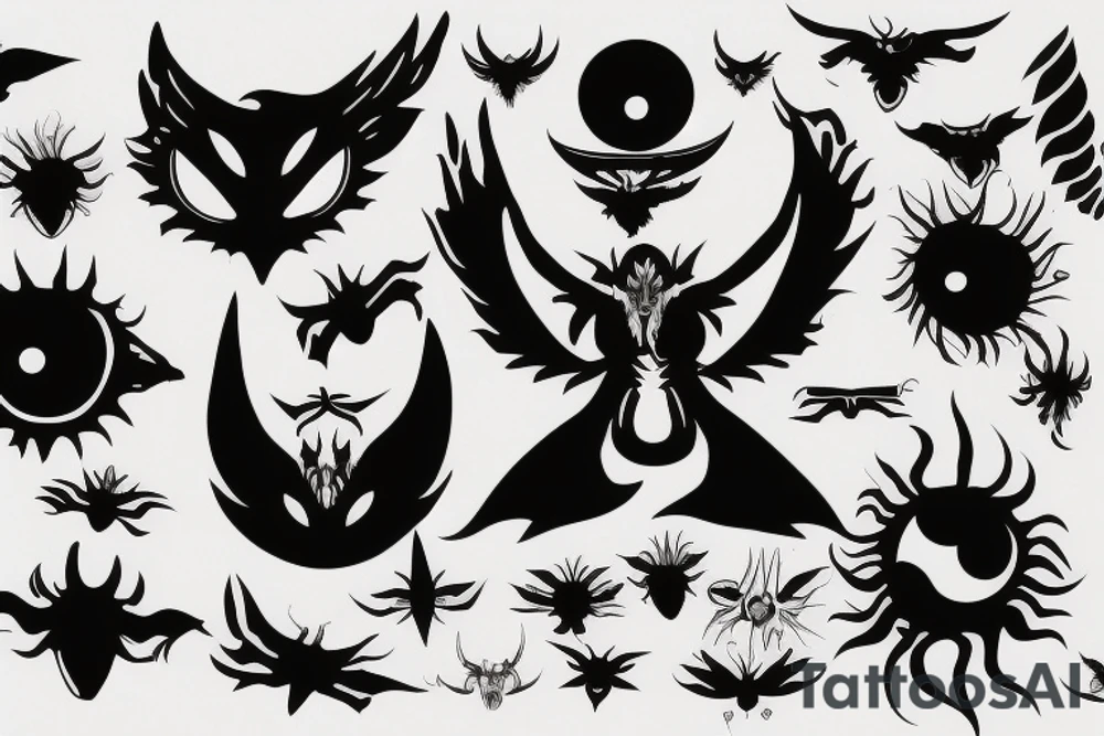 flying demon, eye tattoo idea