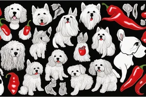 A chilli pepper blending into a fluffy dog tattoo idea