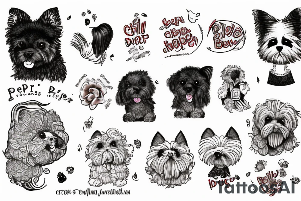 A chilli pepper blending into a fluffy dog tattoo idea
