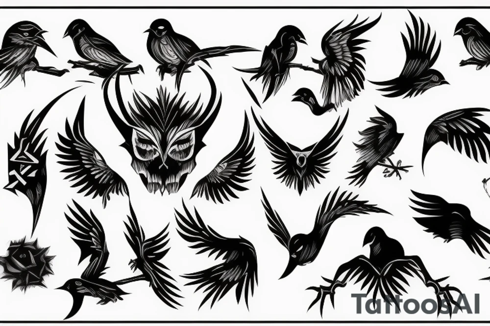 demon, bird tattoo idea