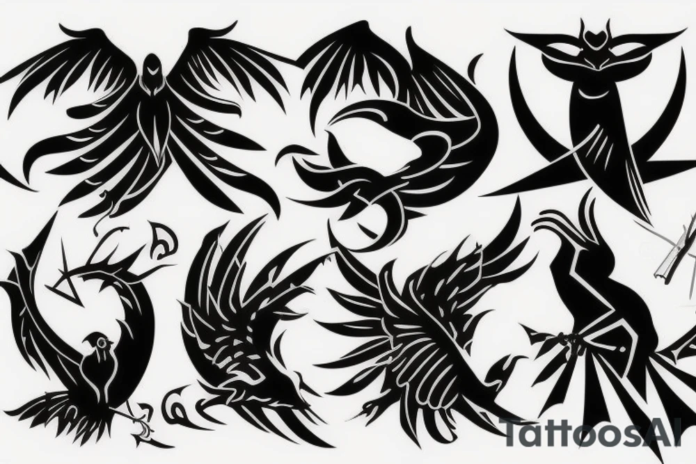 demon, bird tattoo idea