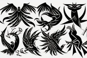 demon, bird tattoo idea