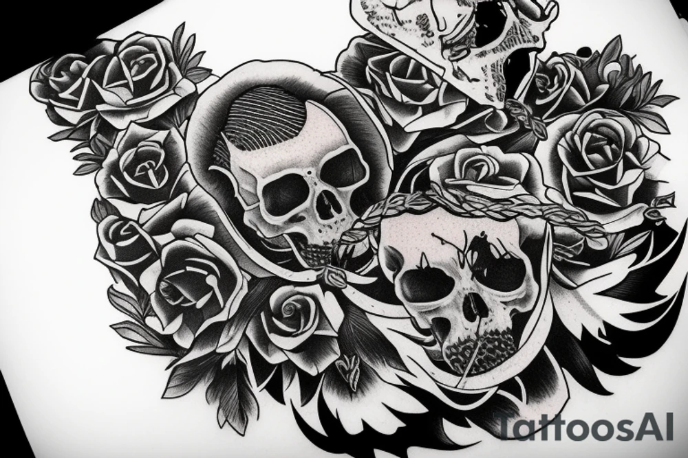 A block with a dead man laying in there tattoo idea