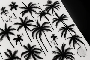 Snowy mountains, ocean, and palm trees tattoo idea