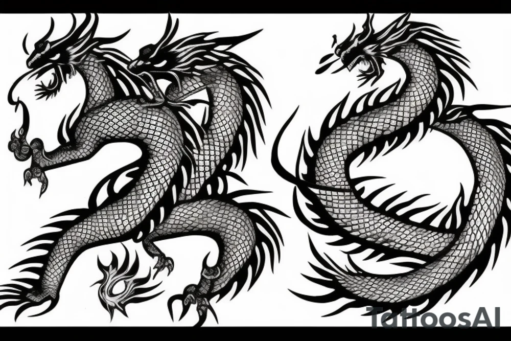 fire dragon breaking free from chains tattoo idea