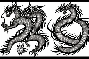 fire dragon breaking free from chains tattoo idea