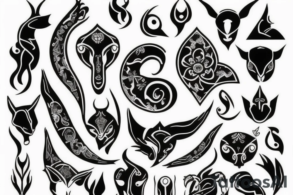 aries tatto with matching elements tattoo idea