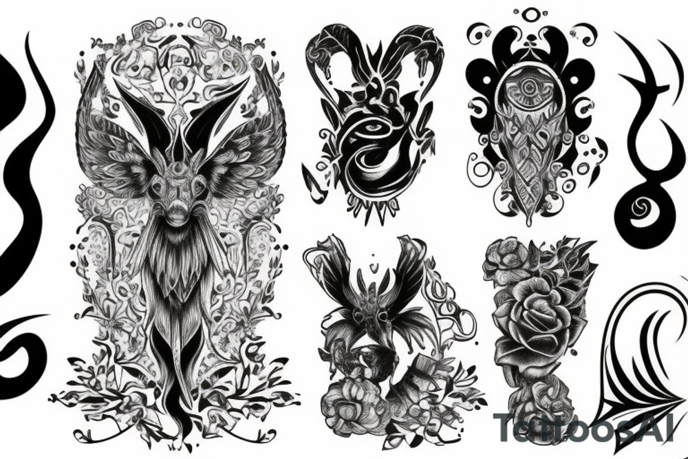 aries tatto with matching elements tattoo idea