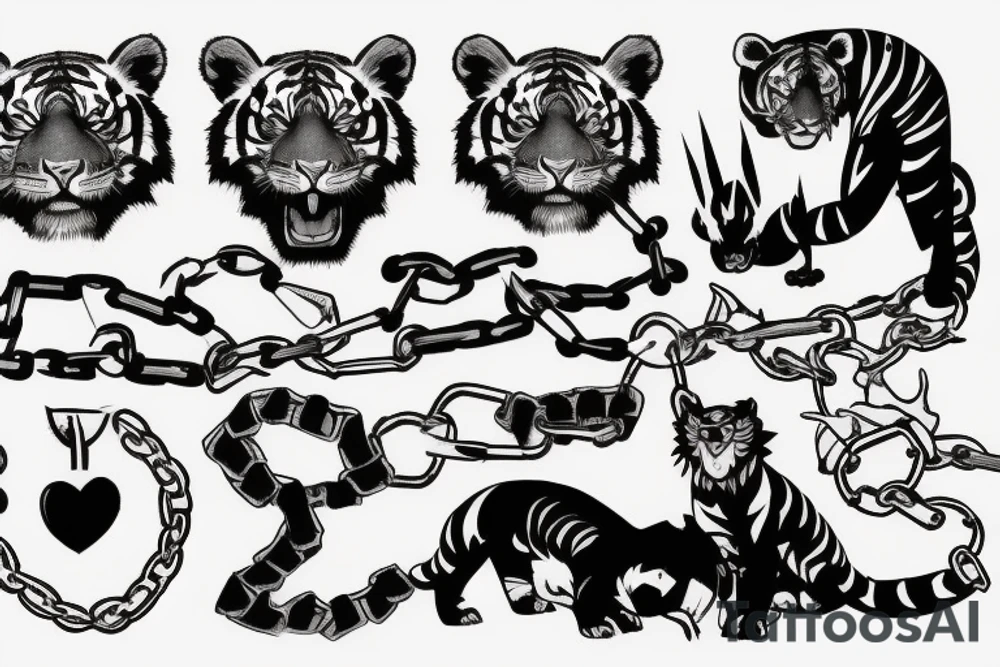 Dark, scary, animal, warrior, chains, solitude, power, tiger, claws, fuckboy tattoo idea