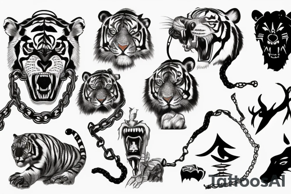 Dark, scary, animal, warrior, chains, solitude, power, tiger, claws, fuckboy tattoo idea