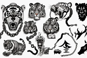 Dark, scary, animal, warrior, chains, solitude, power, tiger, claws, fuckboy tattoo idea