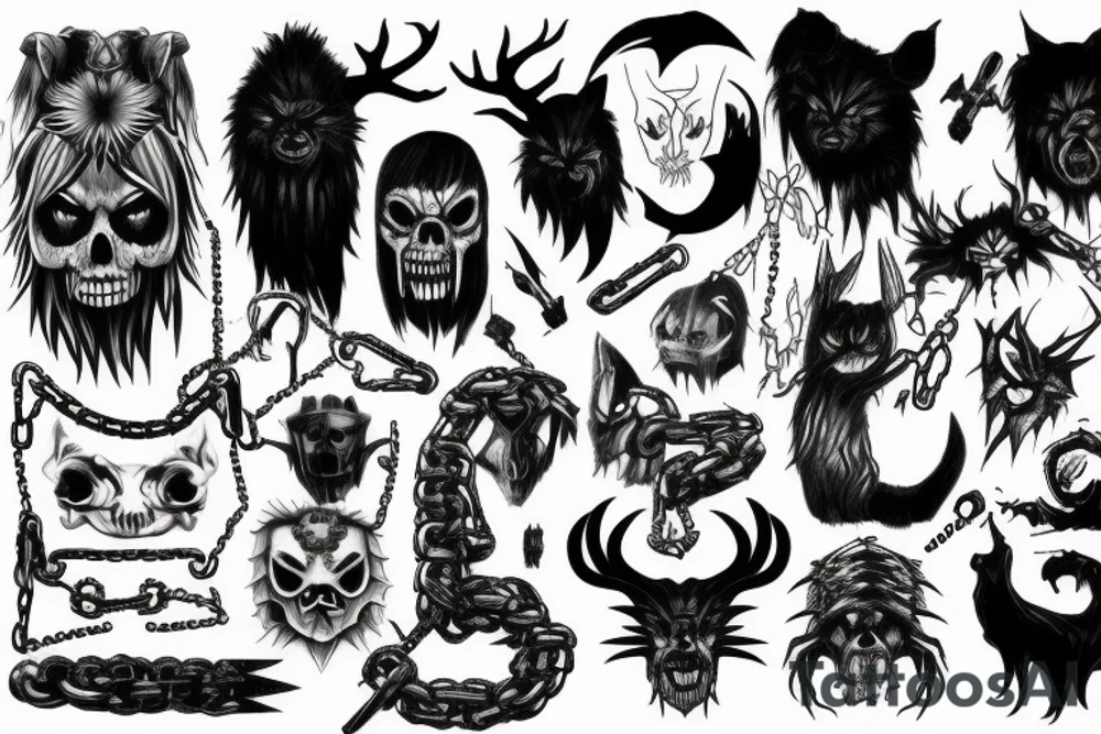Dark, scary, animal, warrior, chains, solitude, power,
, claws, fuckboy tattoo idea