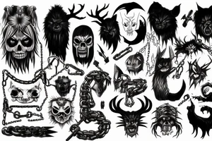 Dark, scary, animal, warrior, chains, solitude, power,
, claws, fuckboy tattoo idea