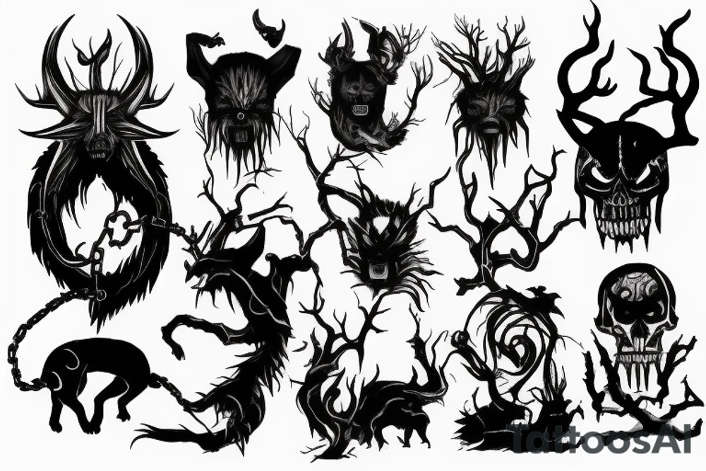 Dark, scary, animal, warrior, chains, solitude, power,
, claws, fuckboy tattoo idea