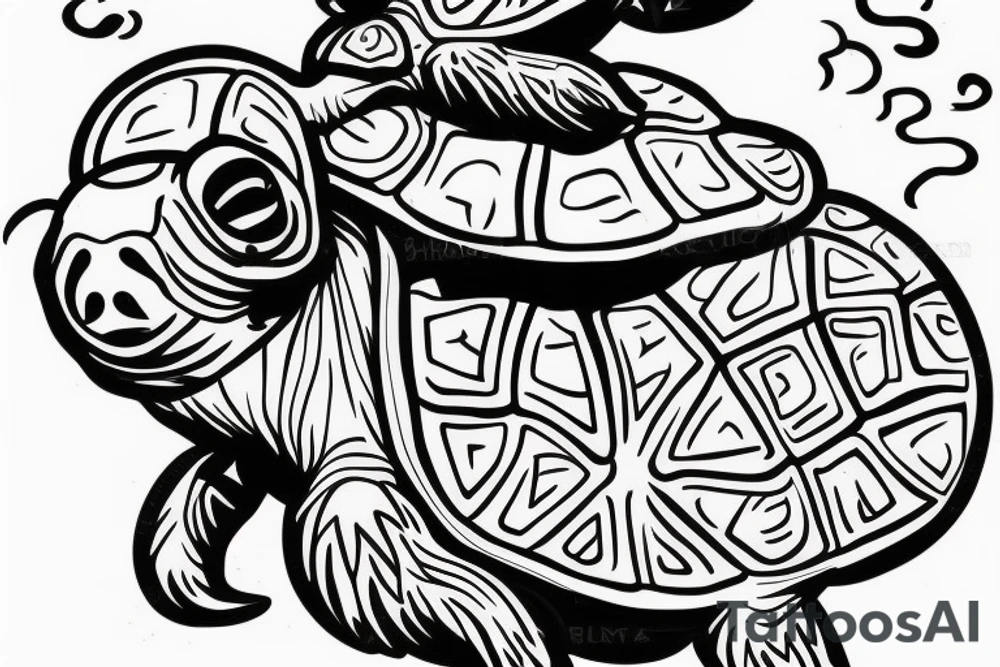 sloth riding on a turtles back tattoo idea