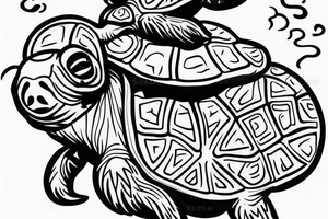 sloth riding on a turtles back tattoo idea