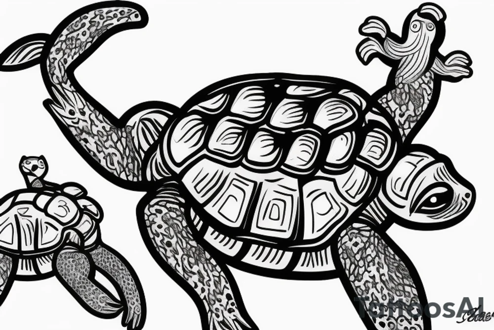 sloth riding on a turtles back tattoo idea