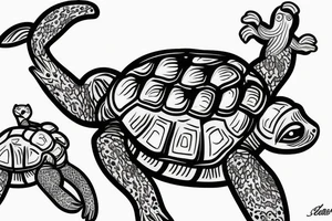 sloth riding on a turtles back tattoo idea