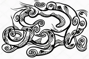 Snake sliding on a flower tree tattoo idea