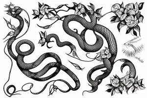 Snake sliding on a flower tree tattoo idea