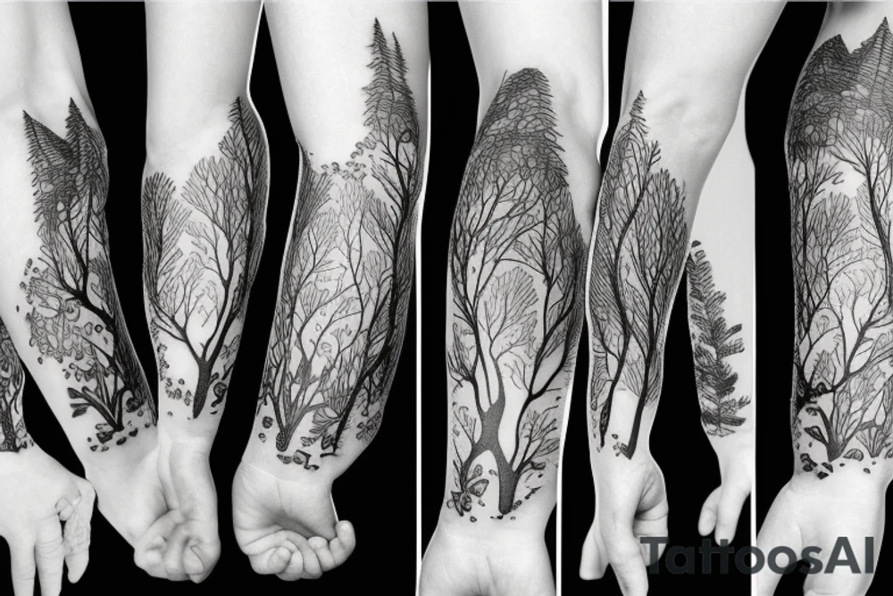 Camping wildlife animal forest space sleeve tattoo idea