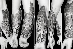 Camping wildlife animal forest space sleeve tattoo idea