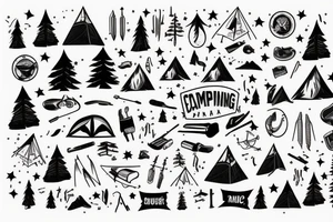 Camping at night under the stars in the mountains tattoo idea