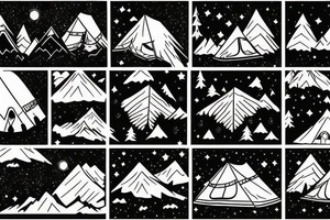 Camping at night under the stars in the mountains tattoo idea