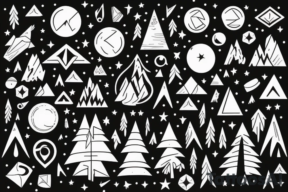 Camping at night under the stars in the mountains tattoo idea