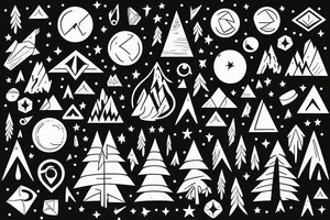 Camping at night under the stars in the mountains tattoo idea