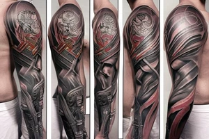 A spartan warrior and roman full sleeve tattoo tattoo idea