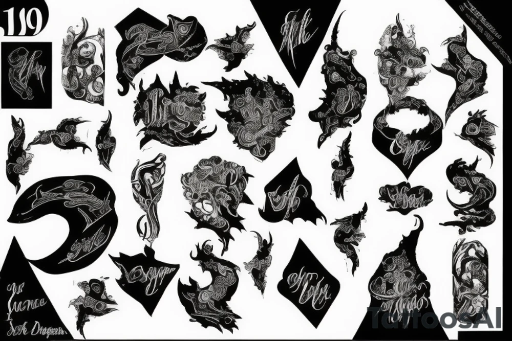 1990 in dark calligraphy tattoo idea