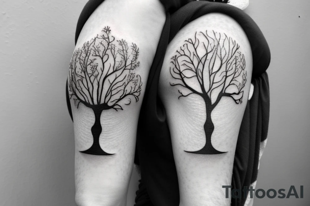 Angel, hourglass, tree, train tattoo idea