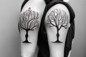 Angel, hourglass, tree, train tattoo idea