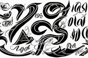 1990 in dark calligraphy tattoo idea