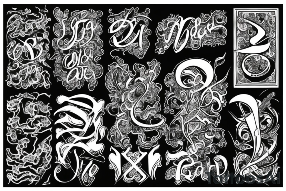 1990 in dark calligraphy tattoo idea