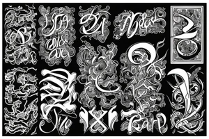 1990 in dark calligraphy tattoo idea