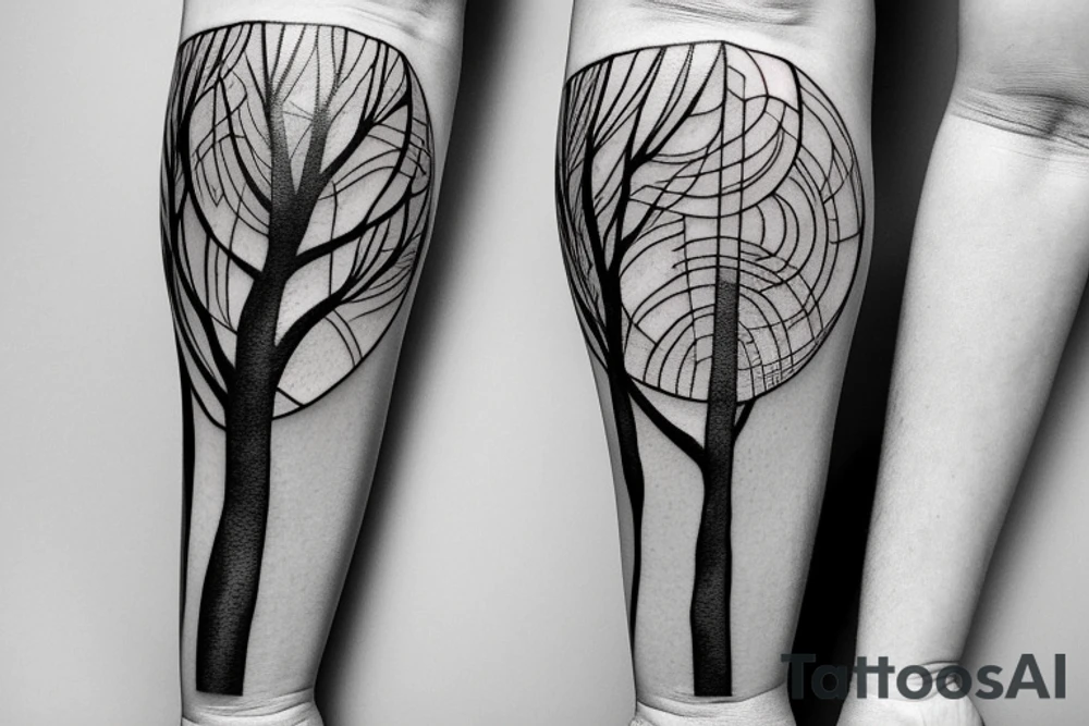 hourglass, tree, train tattoo idea