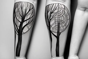 hourglass, tree, train tattoo idea