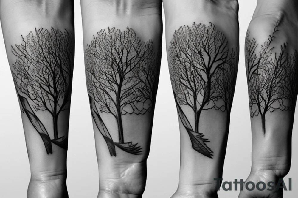 hourglass, tree, train tattoo idea