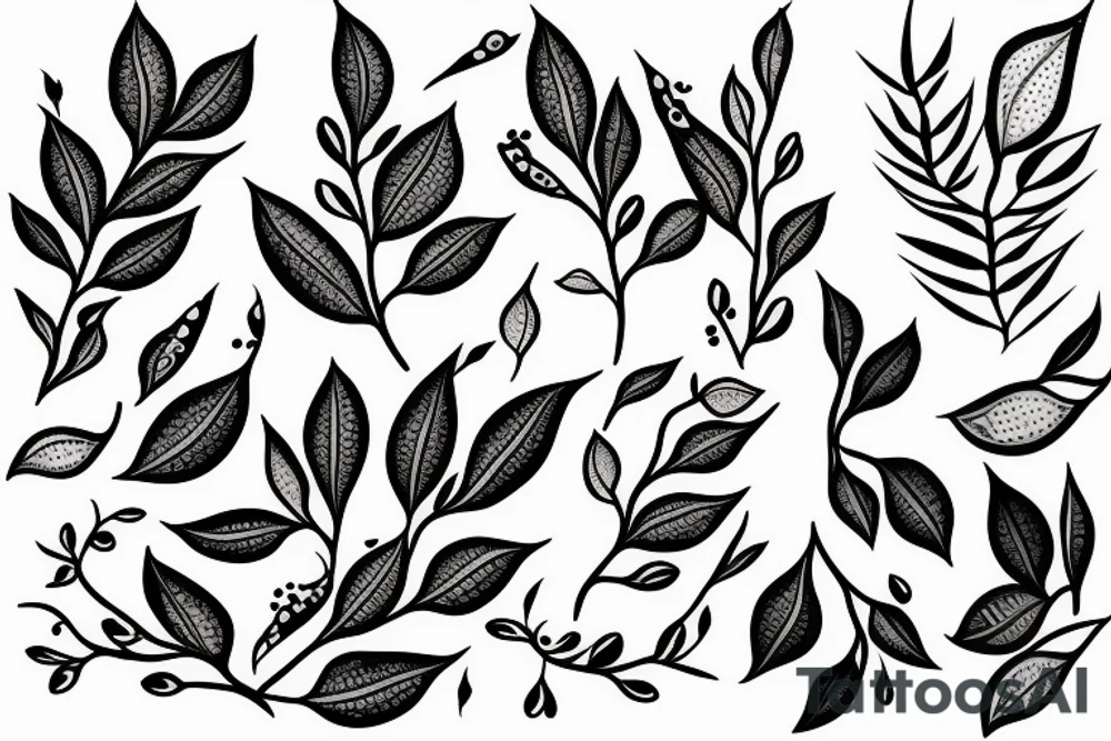 A portrait of an olive branch with quantum physics tattoo idea
