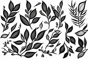 A portrait of an olive branch with quantum physics tattoo idea